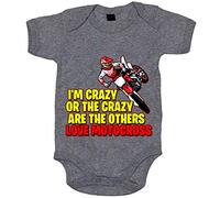 Body bebé Motocross I Am Crazy - Gris, Talla única 12 meses