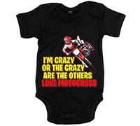 Body bebé Motocross I Am Crazy - Negro, Talla única 12 meses