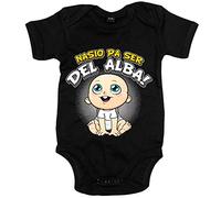 Body bebé nacido para ser del Alba para aficionado al fútbol de Albacete - Negro, Talla única 12 meses
