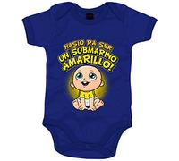 Body bebé nacido para ser un submarino amarillo para aficionado al fútbol de Villarreal - Azul Royal, Talla única 12 meses