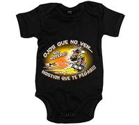 Body bebé ojos que no ven Hostión que te pegas soy motero - Negro, Talla única 12 meses