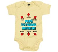 Body bebé papá tu puedes hacerlo azul - Amarillo, Talla única 12 meses