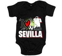 Body bebé para enamorado de su equipo de fútbol de Sevilla - Negro, Talla única 12 meses