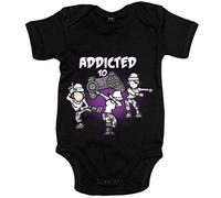 Body bebé para gamer frase addicted to play viciado de los videojuegos con pose baile Take L Dab y Floss - Negro, Talla única 12 meses