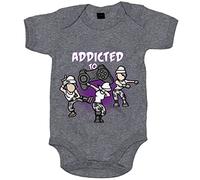 Body bebé para gamer frase addicted to play viciado de los videojuegos con pose baile Take L Dab y Floss - Gris, Talla única 12 meses