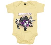 Body bebé para gamer frase addicted to play viciado de los videojuegos con pose baile Take L Dab y Floss - Amarillo, Talla única 12 meses