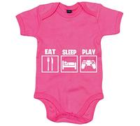 Body bebé para gamers viciados de los videojuegos con frase Eat Sleep Play - Rosa, Talla única 12 meses