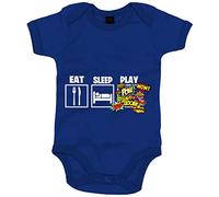 Body bebé para gamers viciados de los videojuegos de lucha y shooters con frase Eat Sleep Play - Azul Royal, Talla única 12 meses