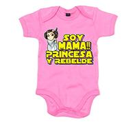 Body bebé parodia de las galaxias soy mama princesa y rebelde - Rosa, Talla única 12 meses
