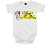 Body bebé parodia de princesa de las galaxias estar con mi abuela es star way - Blanco, Talla única 12 meses