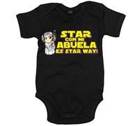 Body bebé parodia de princesa de las galaxias estar con mi abuela es star way - Negro, Talla única 12 meses