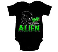 Body bebé parodia de un pequeño alien - Negro, Talla única 12 meses