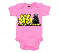 Body bebé parodia divertida para padre friki soy papá que la fuerza me acompañe - Rosa, Talla única 12 meses