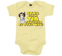 Body bebé parodia princesa de las galaxias estar con mi tia favorita es star way - Amarillo, Talla única 12 meses