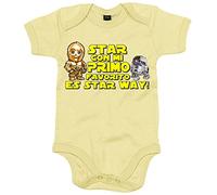 Body bebé parodia robots de las galaxias estar con mi primo favorito es star way - Amarillo, Talla única 12 meses