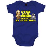 Body bebé parodia robots de las galaxias estar con mi primo favorito es star way - Azul Royal, Talla única 12 meses