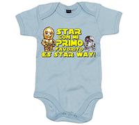 Body bebé parodia robots de las galaxias estar con mi primo favorito es star way - Celeste, Talla única 12 meses