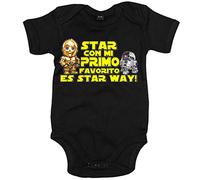 Body bebé parodia robots de las galaxias estar con mi primo favorito es star way - Negro, Talla única 12 meses
