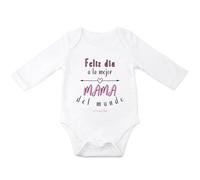 Body bebe Personalizado "Feliz Día al mejor Papá/a la mejor Mamá del Mundo" (12-24m, MEJOR MAMA)
