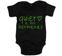 Body bebé Quiero a mis hermanas - Negro, Talla única 12 meses