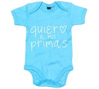 Body bebé Quiero a mis primas - Celeste, Talla única 12 meses