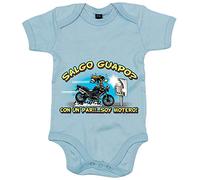 Body bebé Salgo guapo Radar con un par soy motero - Celeste, Talla única 12 meses