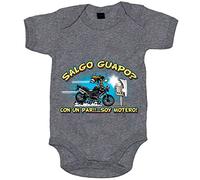 Body bebé Salgo guapo Radar con un par soy motero - Gris, Talla única 12 meses