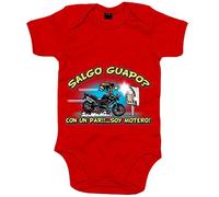 Body bebé Salgo guapo Radar con un par soy motero - Rojo, Talla única 12 meses