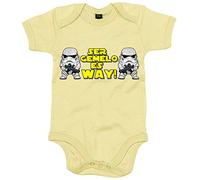 Body bebé ser gemelo es Way parodia clones - Amarillo, Talla única 12 meses