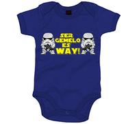 Body bebé ser gemelo es Way parodia clones - Azul Royal, Talla única 12 meses