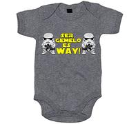 Body bebé ser gemelo es Way parodia clones - Gris, Talla única 12 meses