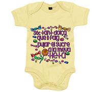 Body bebé Sóc tant dolç que li faig pujar el sucre a la tieta - Amarillo, Talla única 12 meses