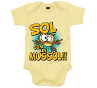 Body bebé Sol com un mussol - Amarillo, Talla única 12 meses