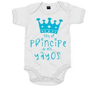 Body bebé Soy el principe de mis yayos - Blanco, Talla única 12 meses