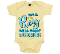 Body bebé soy el rey de la casa personalizable con nombre - Amarillo, Talla única 12 meses