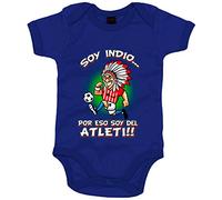 Body bebé Soy un Indio feliz por eso soy del Atleti - Azul Royal, Talla única 12 meses