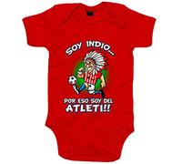 Body bebé Soy un Indio feliz por eso soy del Atleti - Rojo, Talla única 12 meses
