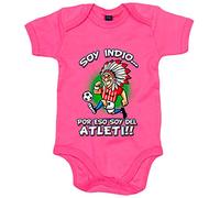 Body bebé Soy un Indio feliz por eso soy del Atleti - Rosa, Talla única 12 meses