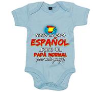 Body bebé tengo un papá español como un papá normal pero más guay - Celeste, Talla única 12 meses