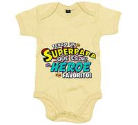 Body bebé tengo un Superapapá que és mi héroe favorito regalo para padre - Amarillo, Talla única 12 meses