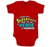 Body bebé tengo un Superapapá que és mi héroe favorito regalo para padre - Rojo, Talla única 12 meses