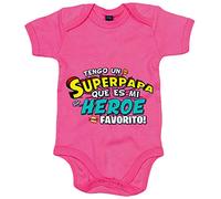 Body bebé tengo un Superapapá que és mi héroe favorito regalo para padre - Rosa, Talla única 12 meses