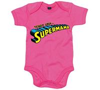 Body bebé tengo una supermamá regalo original para madre friki - Rosa, Talla única 12 meses