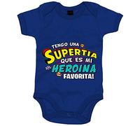 Body bebé tengo una Supertia que es mi heroína favorita regalo para tía - Azul Royal, Talla única 12 meses
