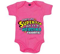 Body bebé tengo una Supertia que es mi heroína favorita regalo para tía - Rosa, Talla única 12 meses