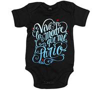 Body bebé viva la madre que me parió azul - Negro, Talla única 12 meses