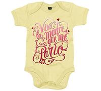 Body bebé viva la madre que me parió rosa - Amarillo, Talla única 12 meses