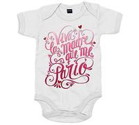 Body bebé viva la madre que me parió rosa - Blanco, Talla única 12 meses