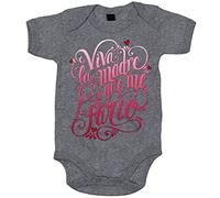 Body bebé viva la madre que me parió rosa - Gris, Talla única 12 meses