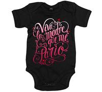 Body bebé viva la madre que me parió rosa - Negro, Talla única 12 meses